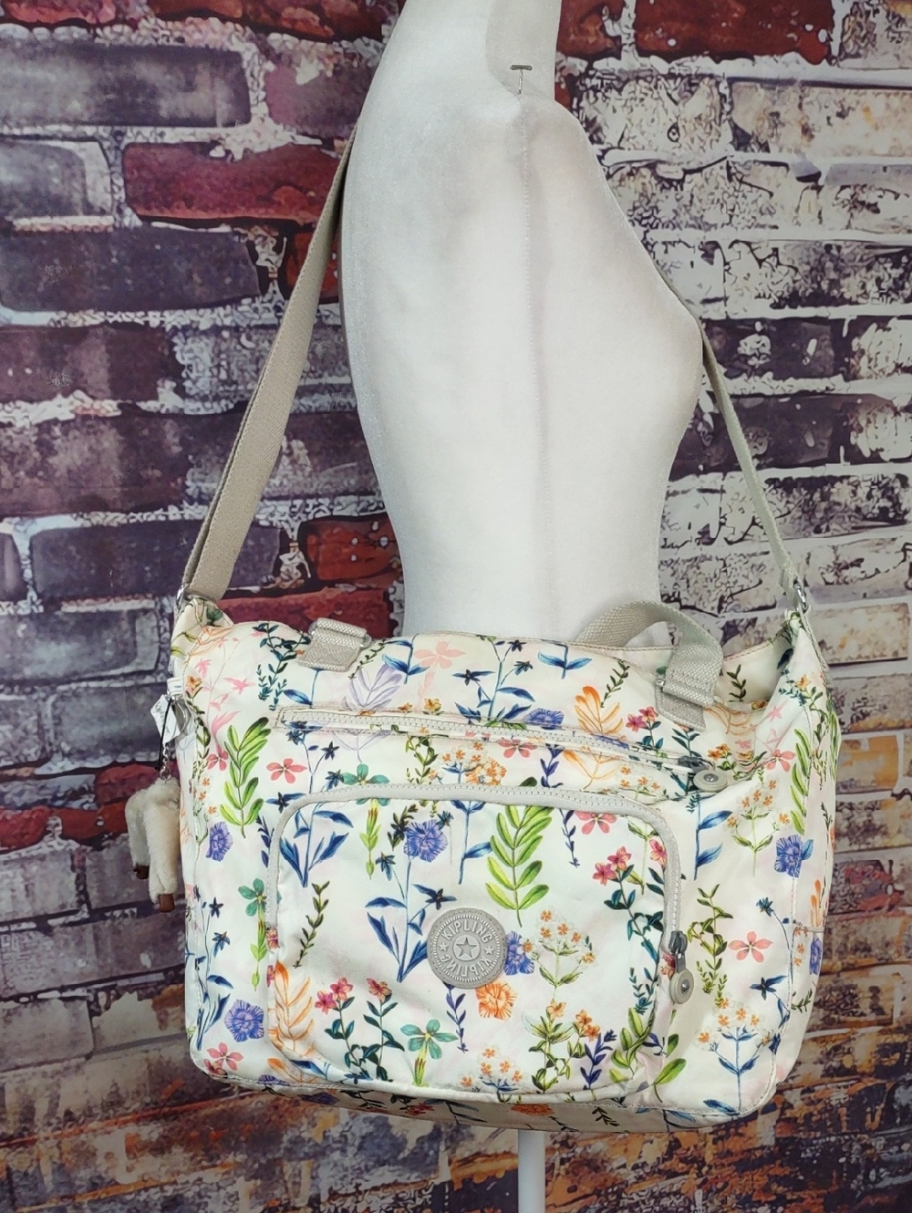 Kipling "Maxwell" Floral Print Convertible Crossbody/Tote/Shoulder Bag